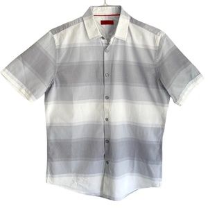 Alfani - Gray & White Striped Slim Fit Button Down